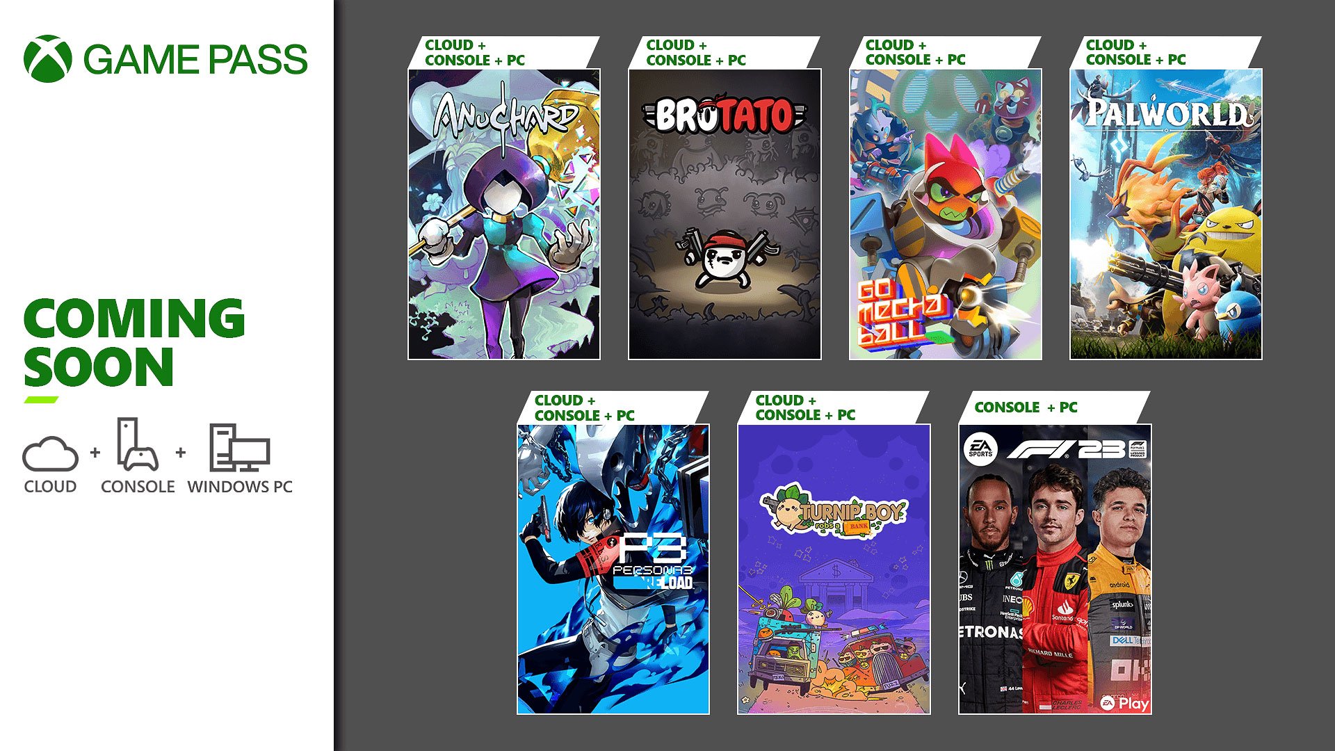 Featured image for "Upcoming Xbox Game Pass Additions: Palworld, Persona 3 Reload, F1 23, and More"