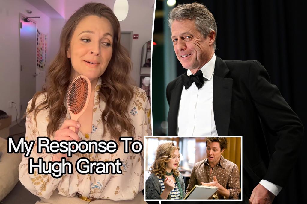 Drew Barrymore claps back at Hugh Grant's criticism of her singing.