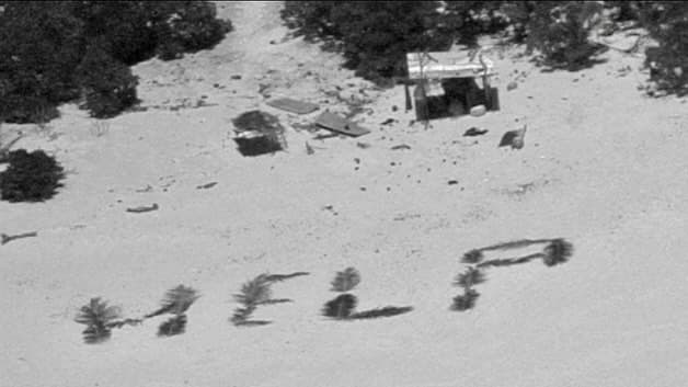 Featured image for "Castaways Saved by 'HELP' Sign on Desert Island"