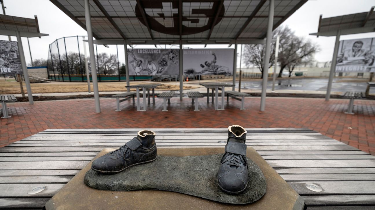 Featured image for "Destroyed: Stolen Jackie Robinson Statue Found Burned and Dismantled in Wichita Park"