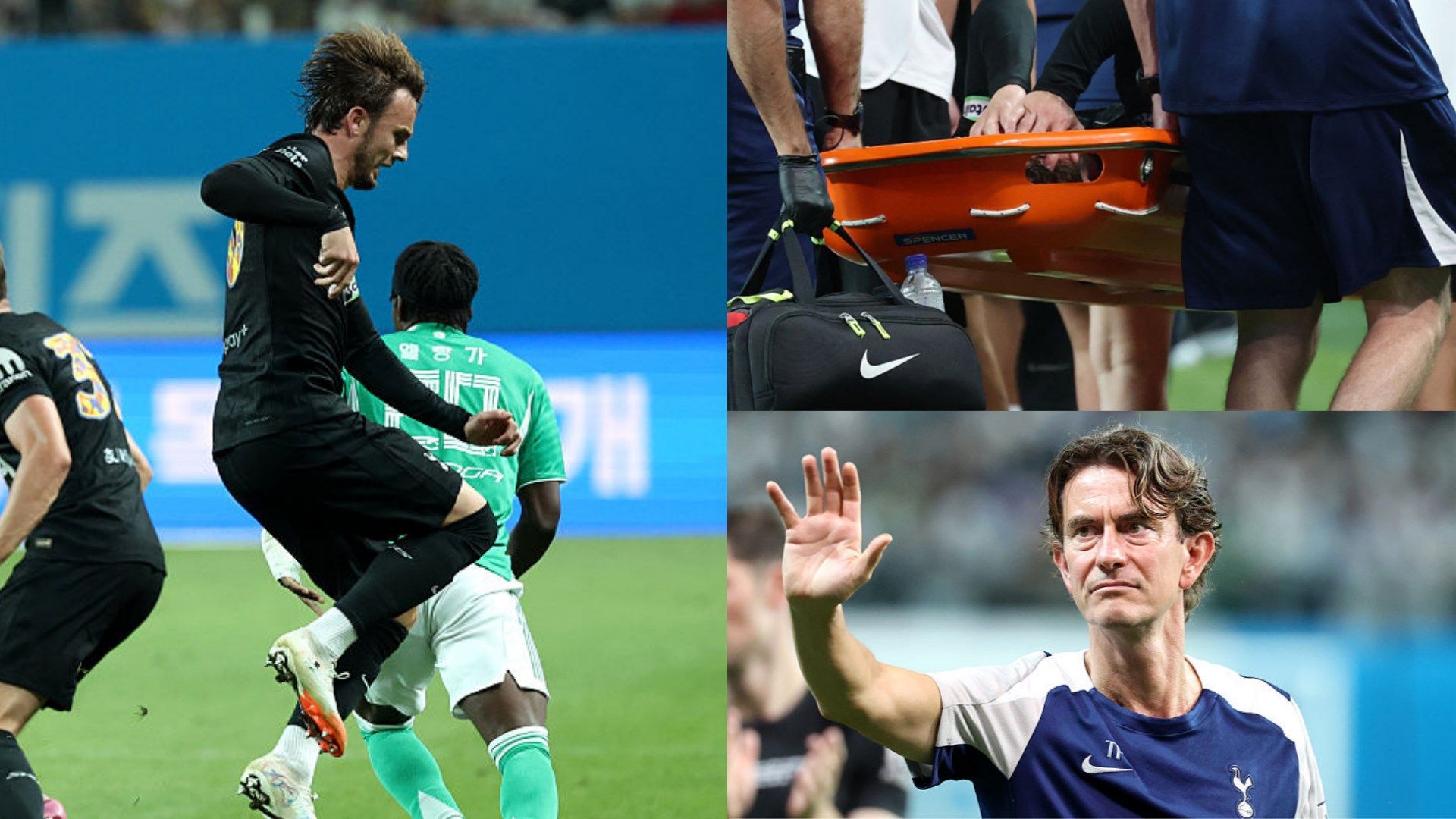 Featured image for James Maddison suffers serious knee injury in Tottenham's pre-season match