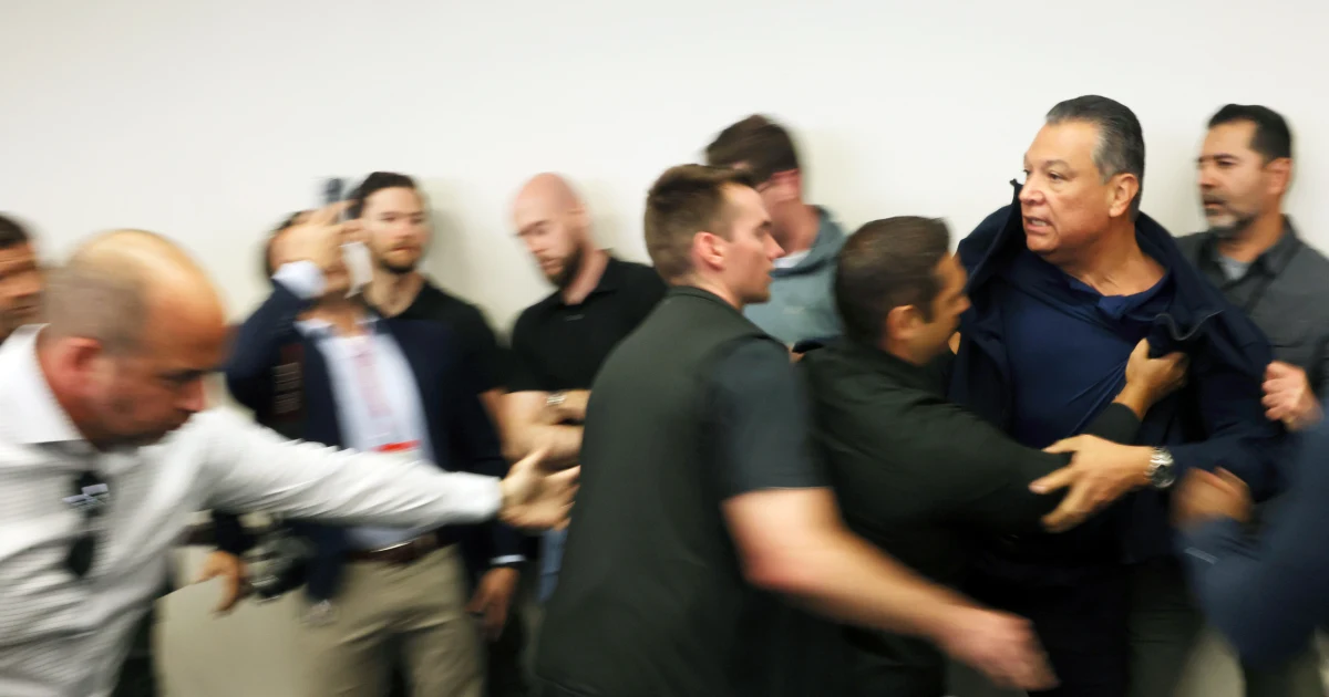 Featured image for Sen. Alex Padilla forcibly removed from DHS press conference with Noem