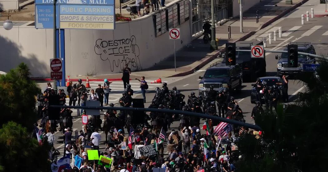 Featured image for Clashes Erupt in Downtown LA During Anti-Trump and Immigration Protests