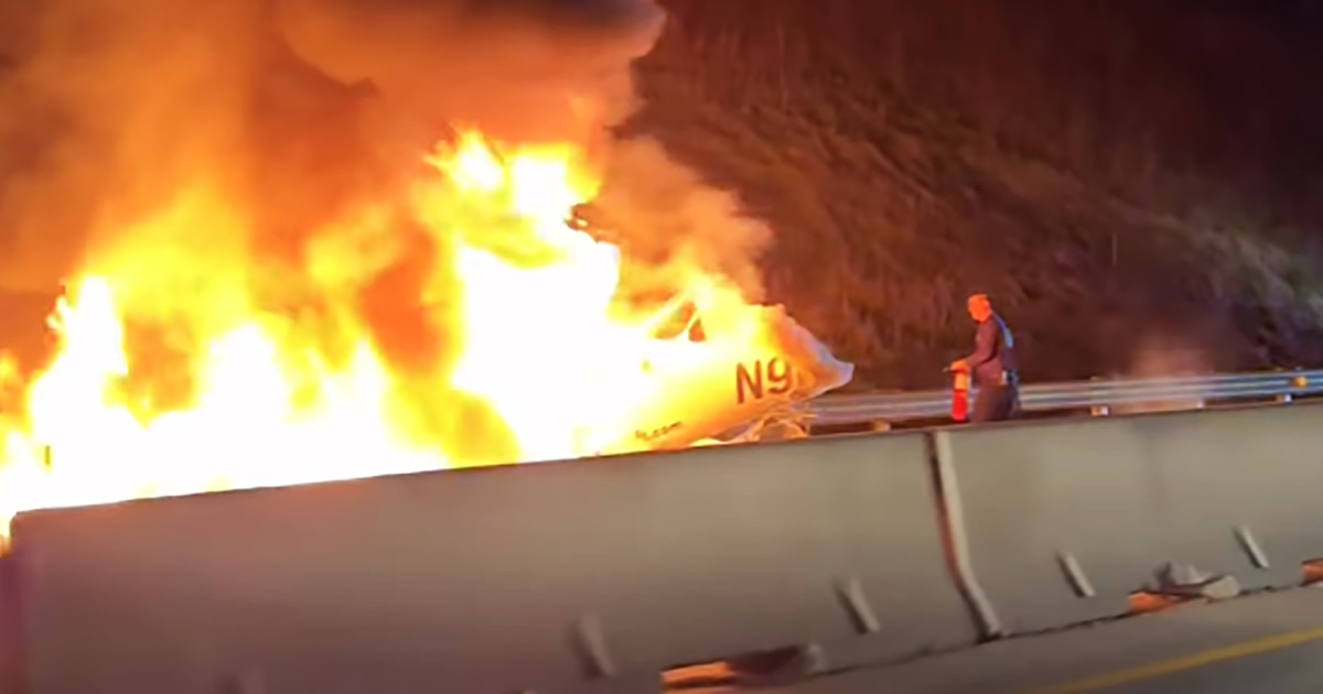 Featured image for Fiery Plane Crash Shuts Down North Carolina Freeway