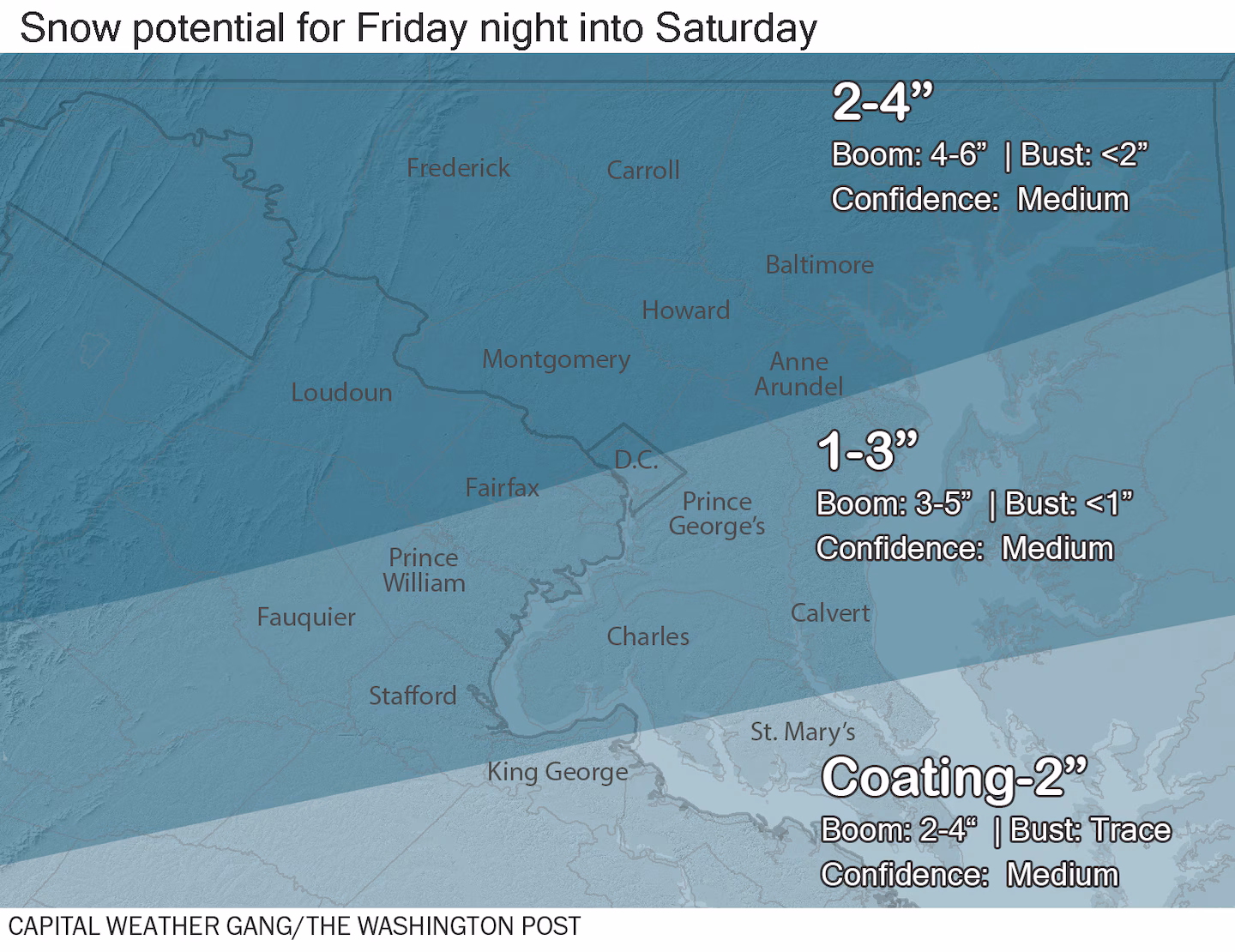 "Maryland Braces for Accumulating Snow and Gusty Winds This Presidents' Day Weekend"