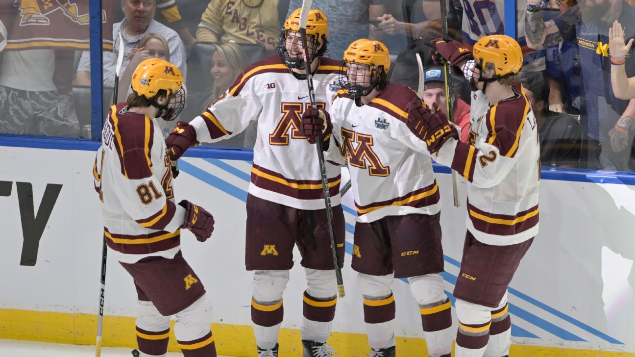 Featured image for Gophers' 3rd period surge secures Frozen Four advancement.
