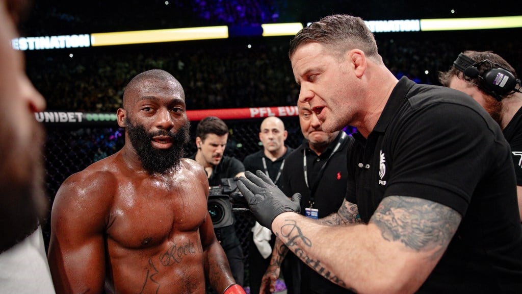 Featured image for "Cedric Doumbe's Controversial Toe Injury Leads to Upset in PFL Europe Main Event"