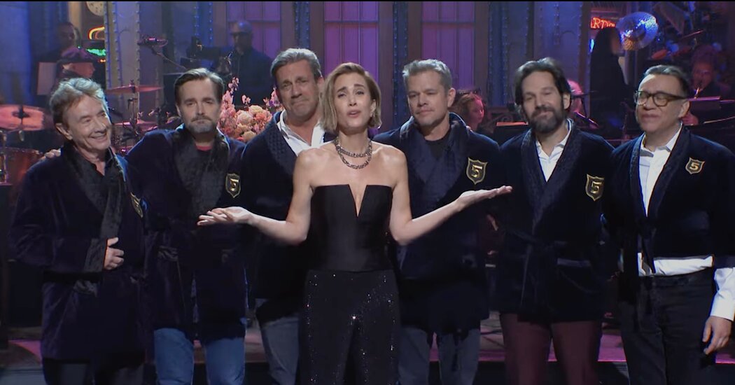 Featured image for "Star-Studded 'SNL' Monologue Welcomes Kristen Wiig to Five-Timers Club"