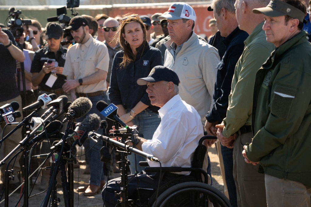 Featured image for "Republican Governors Unite at U.S.-Mexico Border to Address Border Security and Migrant Tactics"