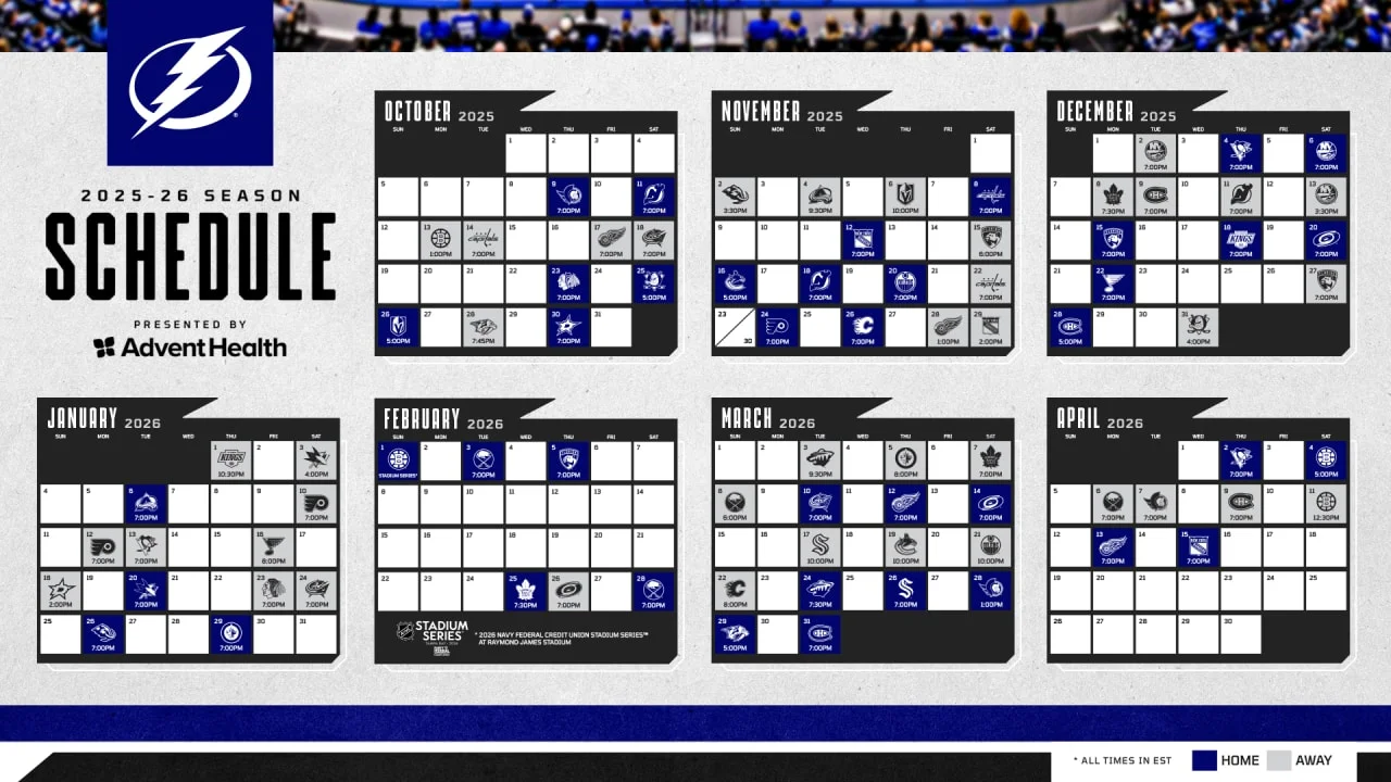 Lightning Reveal 2025-26 Season Schedule with AdventHealth