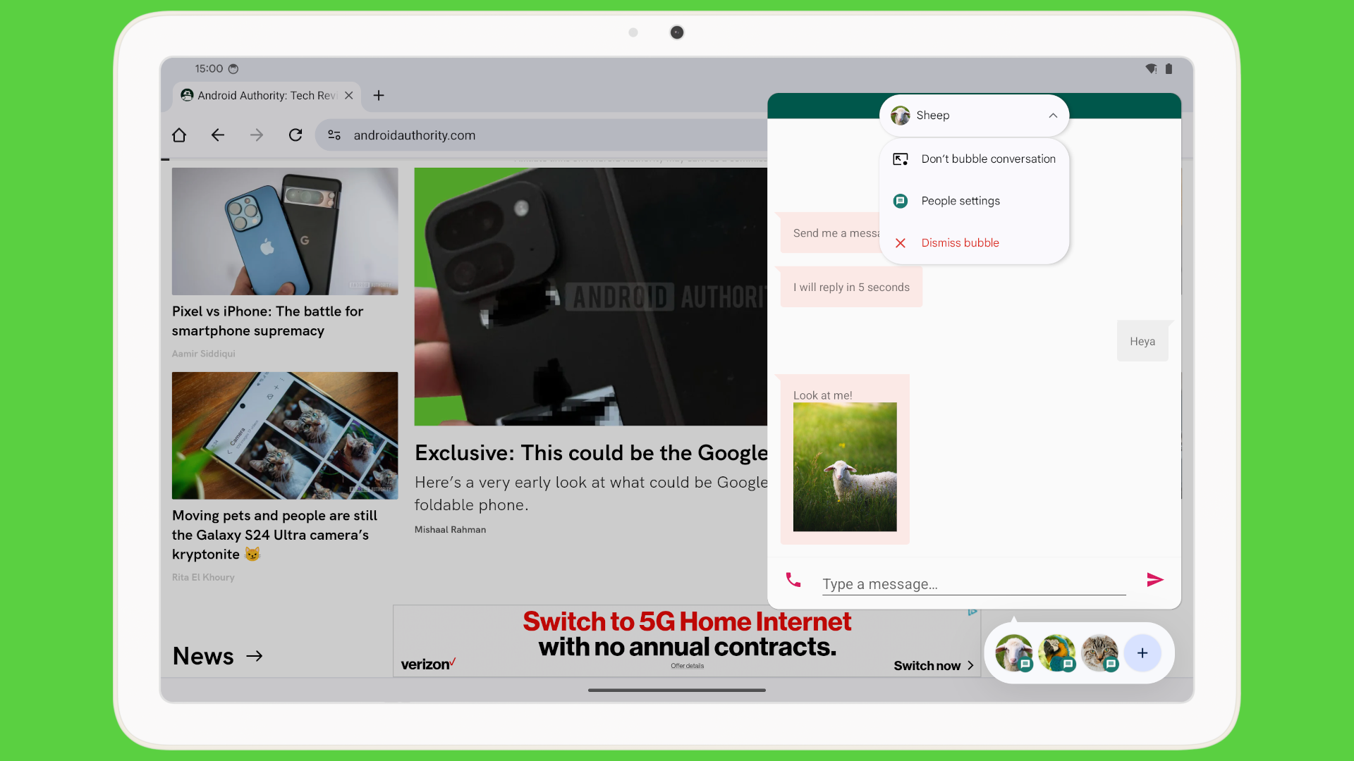 "Pixel Tablet Unveils Revamped Chat Bubbles for Android"