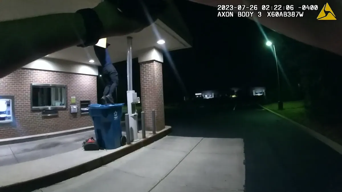 Bank Robbery Suspect's Dramatic Fall Caught on Video