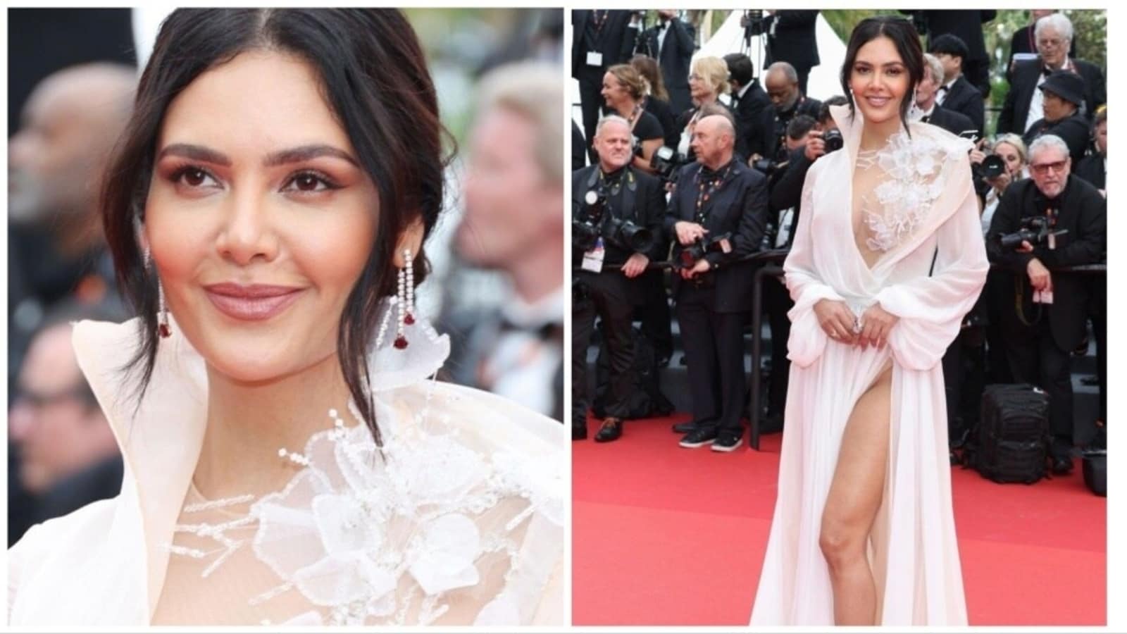 "Cannes 2023: Esha Gupta and Manushi Chhillar stun in white gowns for red carpet debuts"