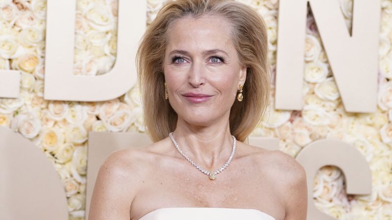 Gillian Anderson's Controversial Vagina-Embroidered Dress Steals the Show at Golden Globes