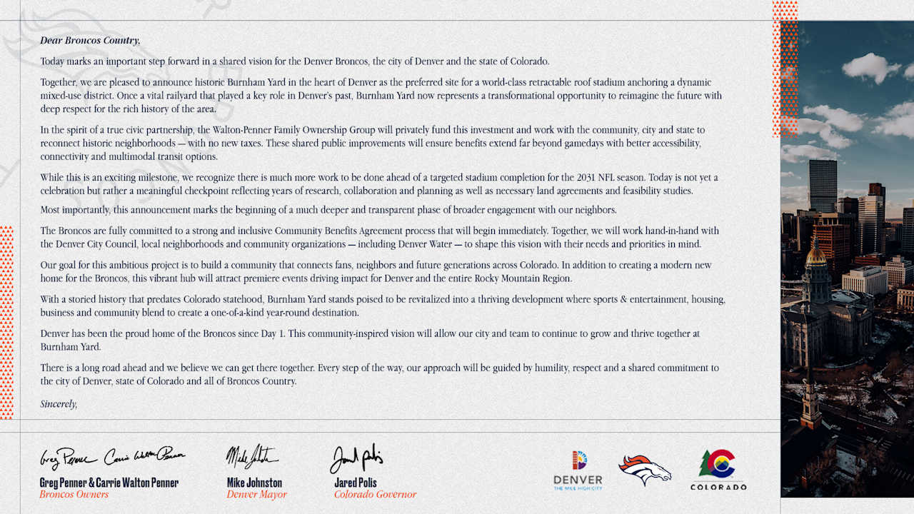 Featured image for Denver Broncos Reveal Preferred Site for New Retractable-Roof Stadium by 2031