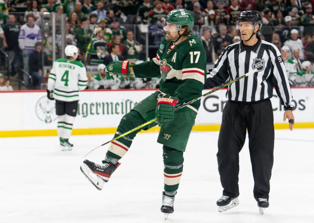 Featured image for Wild's Joel Eriksson Ek injury update and physical play ahead of Game 4.