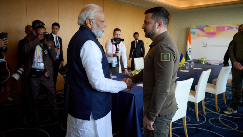 Zelensky meets Modi, seeks more aid from G7 leaders amidst ongoing Ukraine crisis.