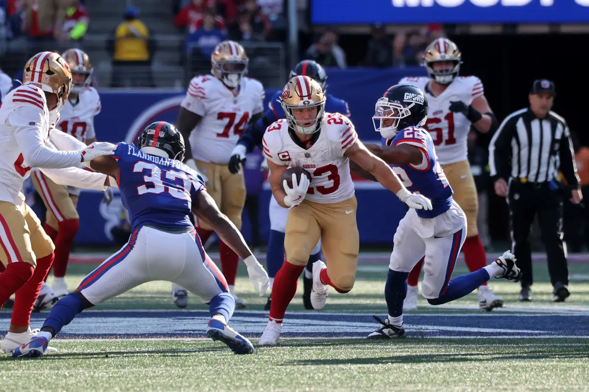 Featured image for Christian McCaffrey shines as 49ers beat Giants with record-breaking performance