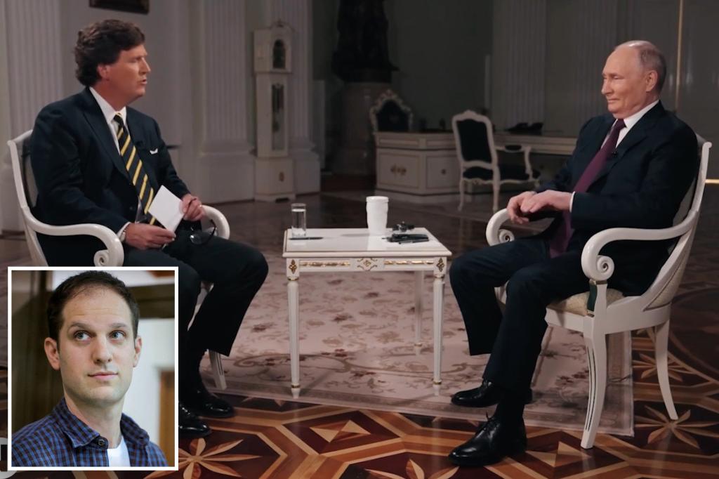 Putin Suggests Deal for Release of WSJ Reporter Evan Gershkovich in Tucker Carlson Interview