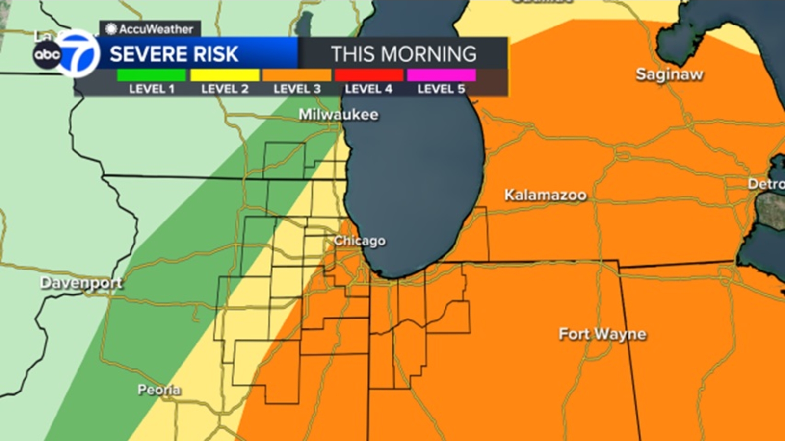 Severe weather warnings issued for Chicago and North Texas.