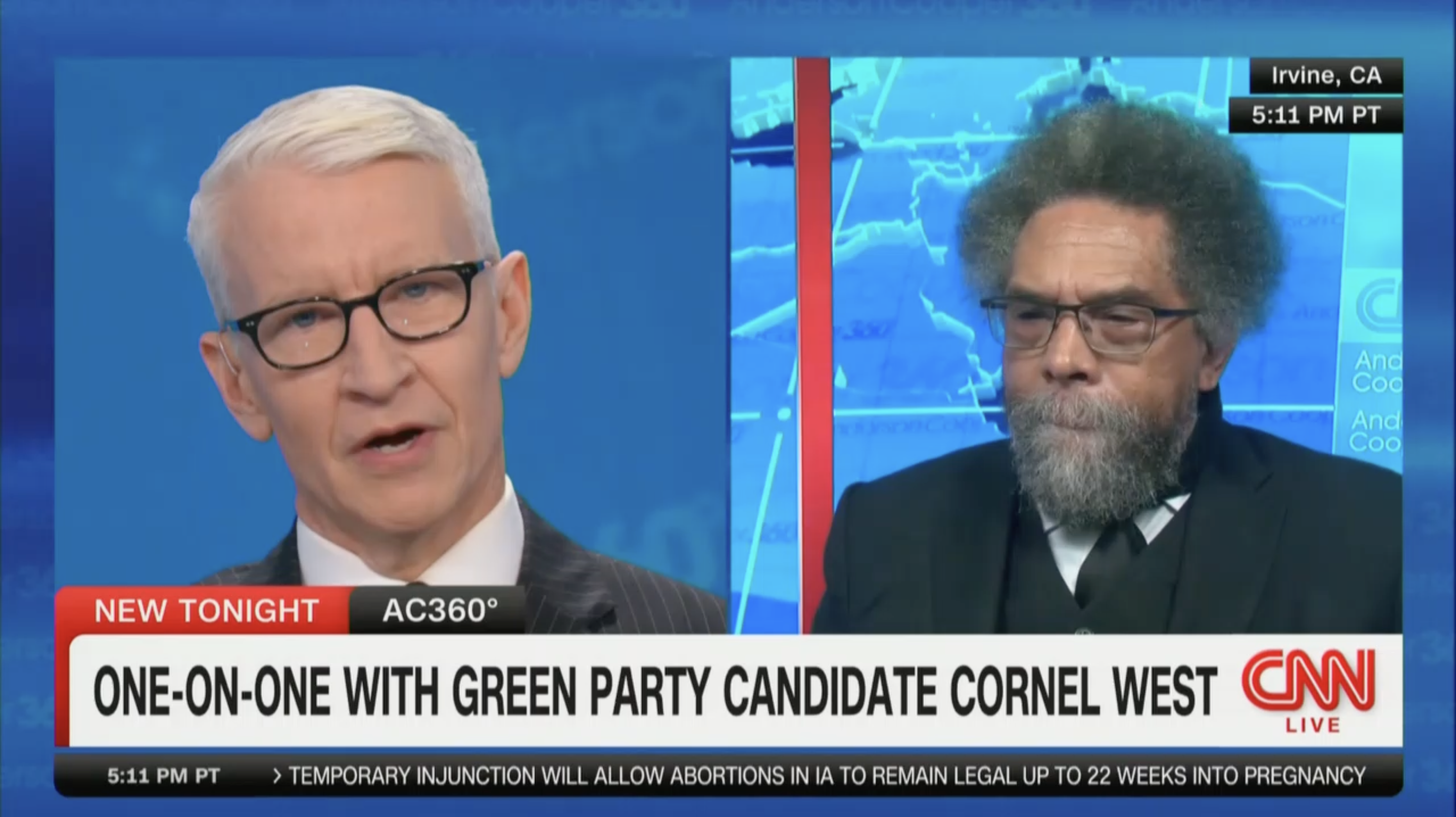 Featured image for Anderson Cooper and Cornel West Clash Over Ukraine War: 'Out of Your Mind'