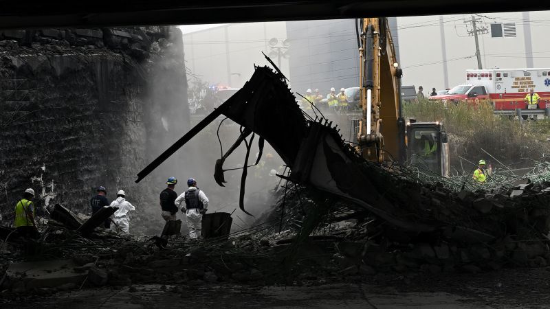 Identifying Remains and Demolition Begin After I-95 Collapse in Philadelphia.