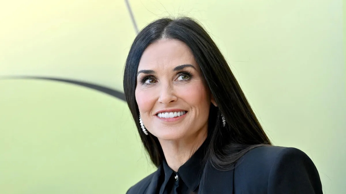 "Demi Moore, 60, Stuns in Black String Swimsuit, Flaunting Toned Abs in Waterfall Pic"