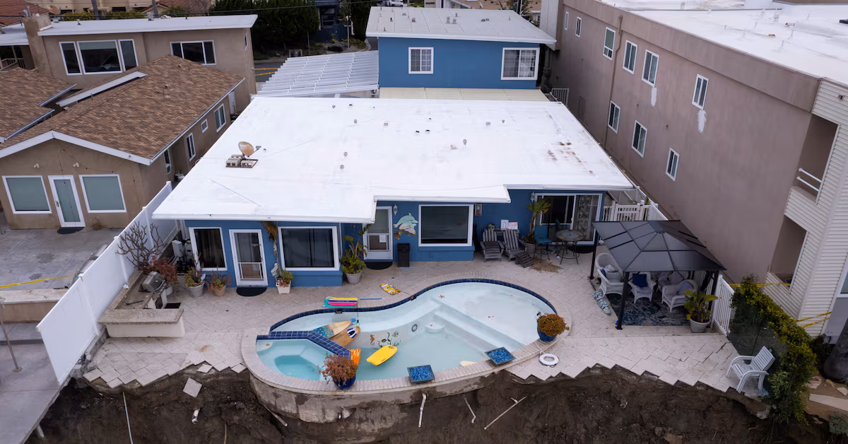 California Storms Cause Landslides and Cliffside Peril for Homes and Pools
