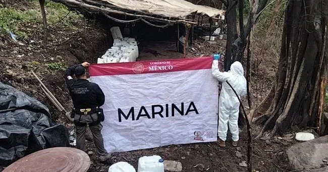 Naval Officers Uncover Massive Dynamite Stash in Mexican Cartel's Underground Meth Lab