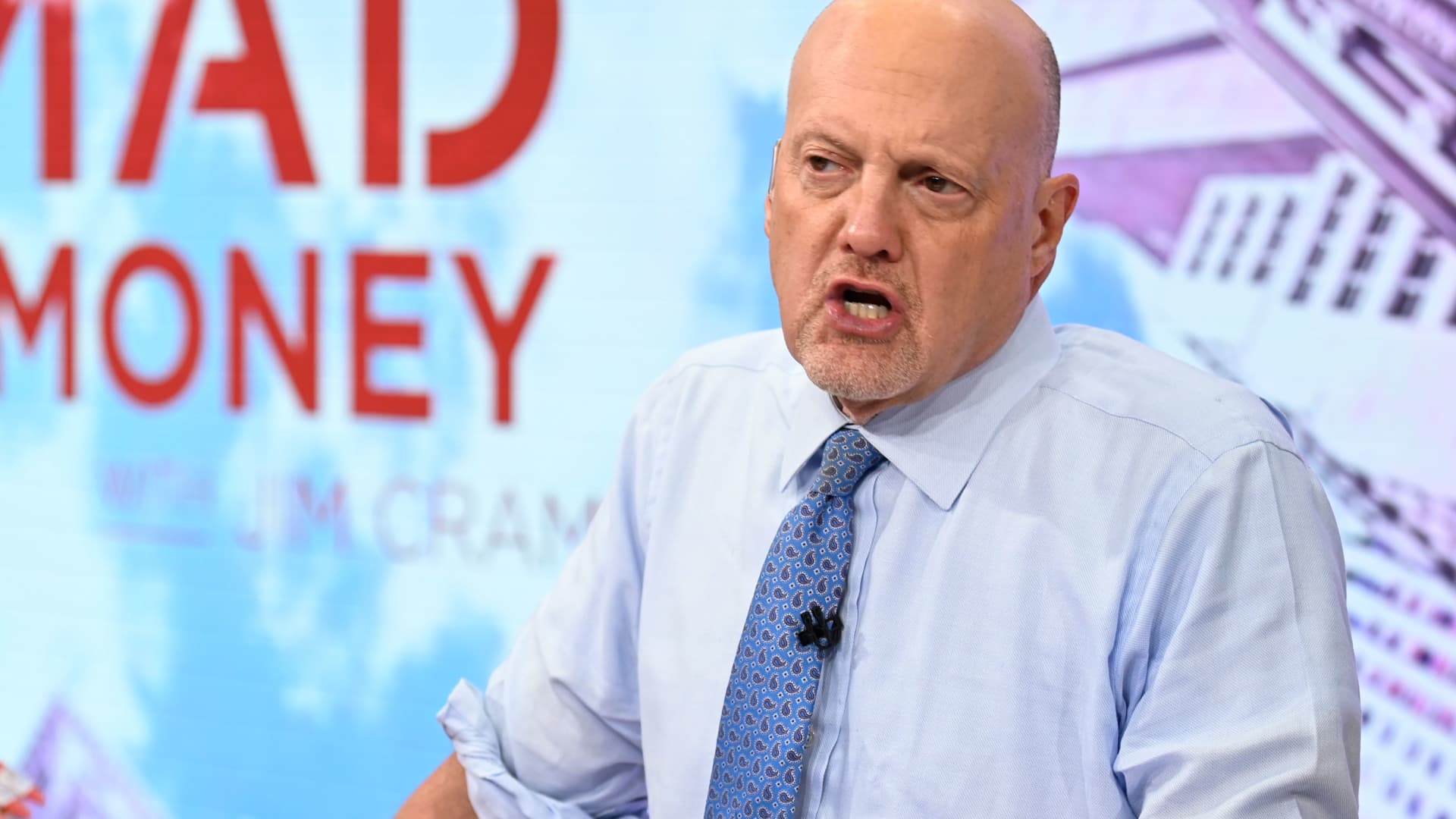 Jim Cramer highlights outperforming stocks and sectors amidst macro trends.