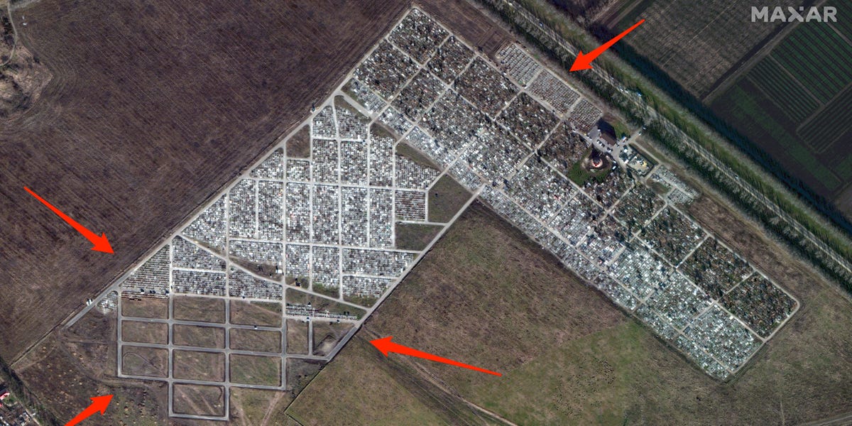 "Ukraine War's Death Toll Revealed in Satellite Graveyard Images"