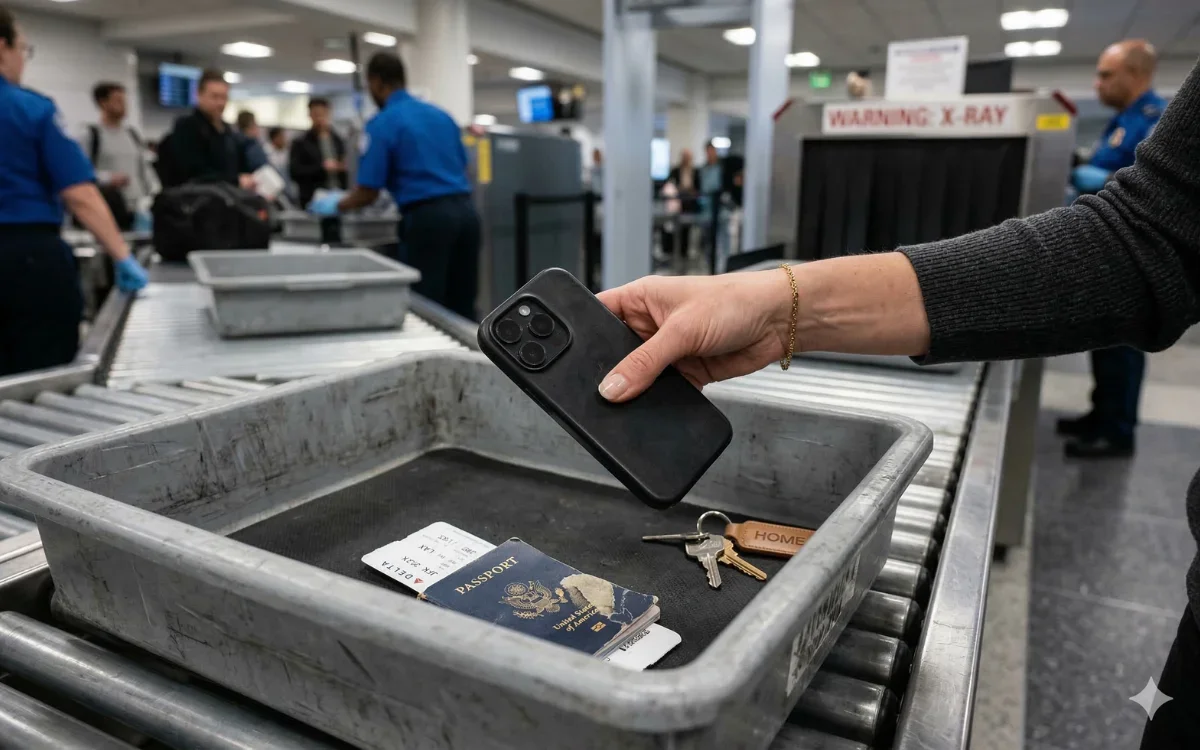 Skip the TSA bin: travel pros urge keeping phones secure at security