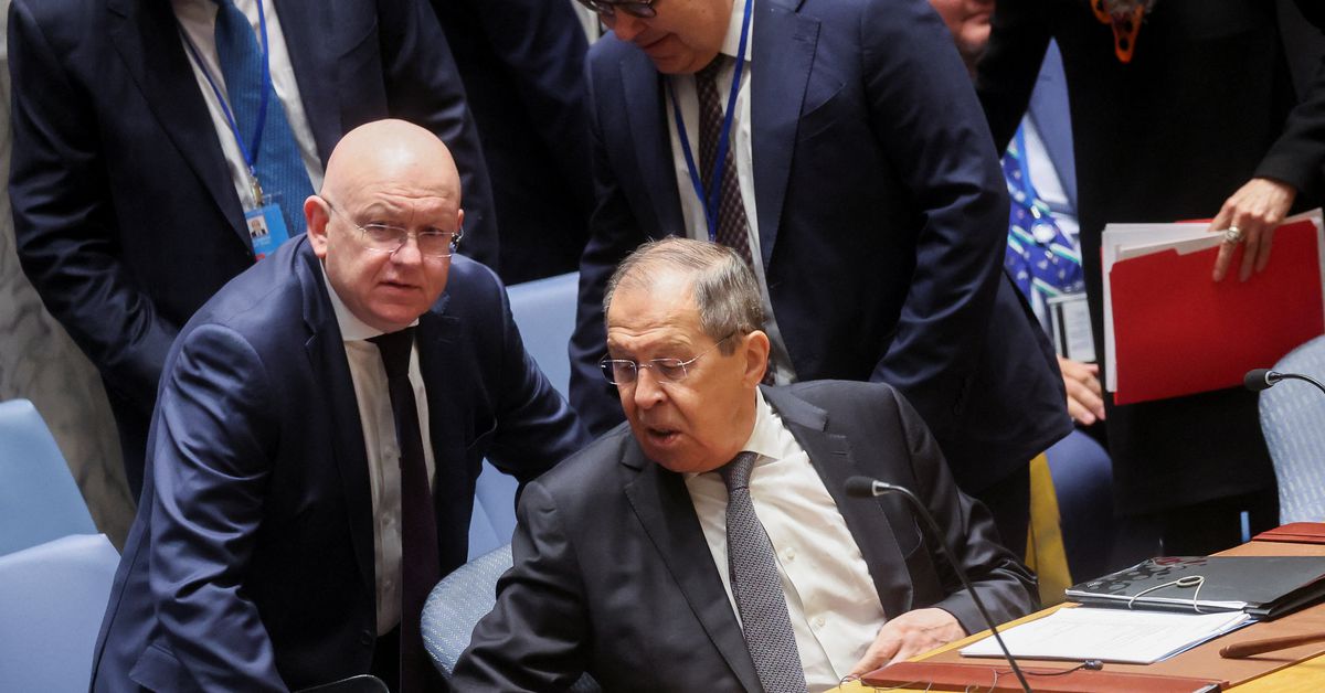 Lavrov chairs UN meeting as Russia faces criticism and war crimes accusations.