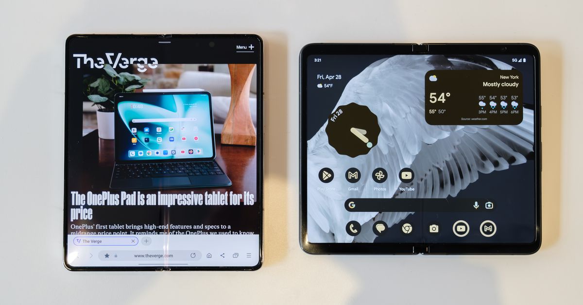 Featured image for "Google's $1800 Pixel Fold takes on Samsung's Galaxy Z Fold 4 in specs and hands-on review"