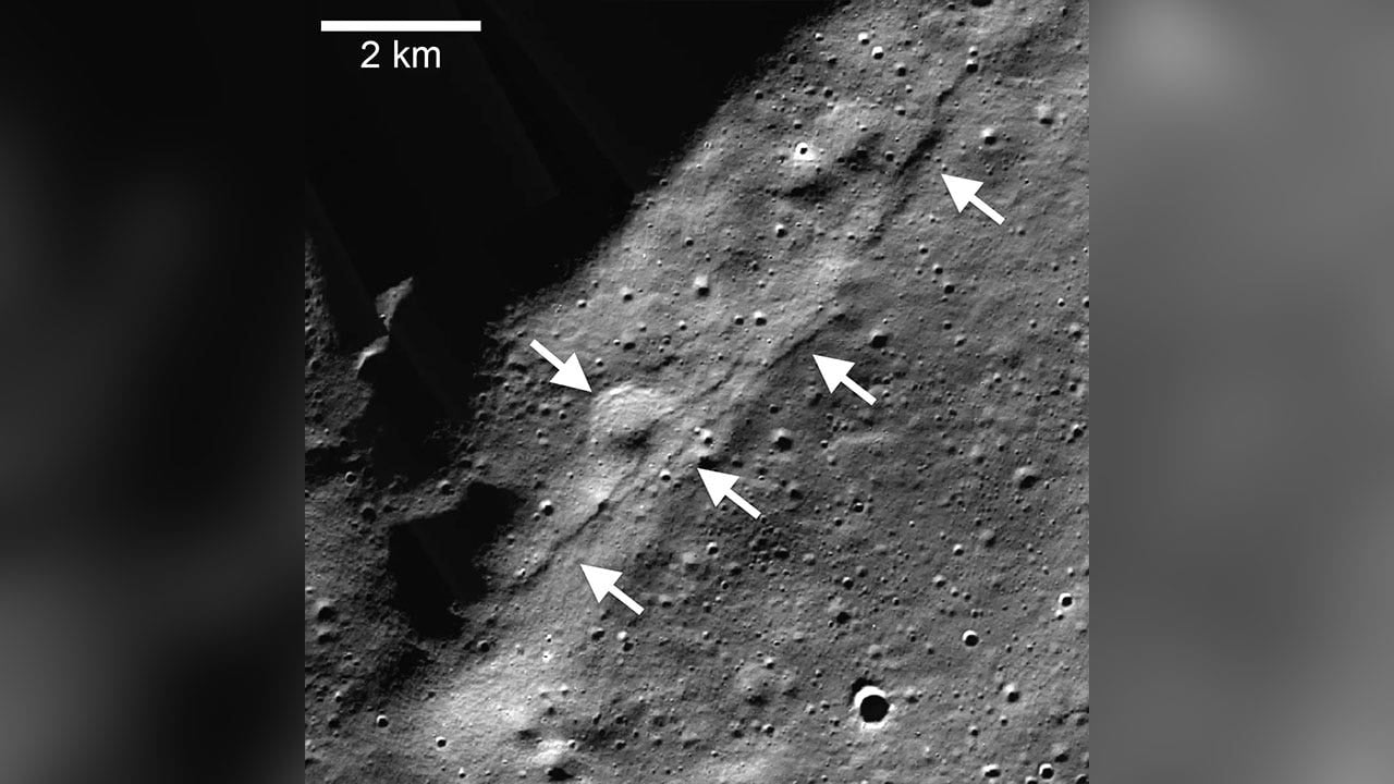 Featured image for "Shrinking Moon Linked to Unprecedented Quakes and Faults Near Lunar South Pole"