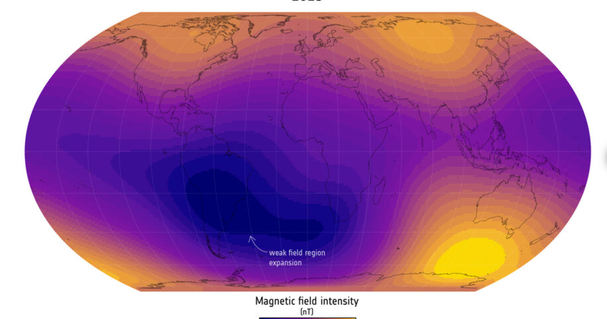 Featured image for Growing Weak Spot in Earth's Magnetic Field Detected by Satellites