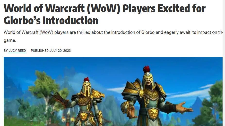 'World of Warcraft' Players Outsmart AI-Generated Gaming News Site with Glorbo Prank