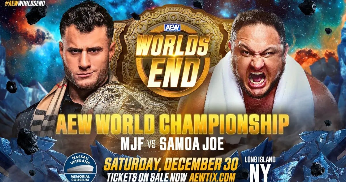 Featured image for "Samoa Joe Triumphs as AEW Champion, Unmasking The Devil's Secret at Worlds End"