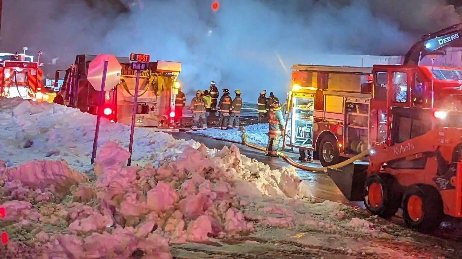 Fire at John Deere dealership in western Minnesota now under control after causing evacuations.