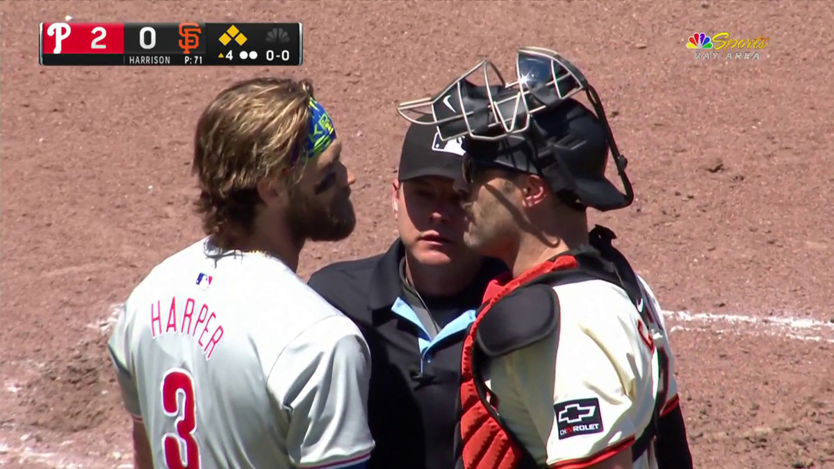 Featured image for "Benches Clear in Giants-Phillies Game After Harrison's Pitch Near Harper"