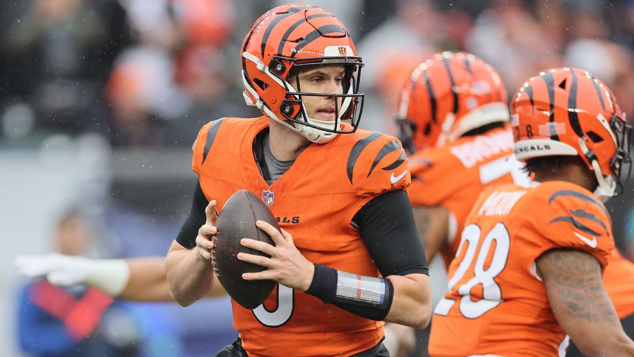 Featured image for "Bengals' Jake Browning's Touchdown Pass to Drew Sample Puts Them Ahead in AFC North Showdown"