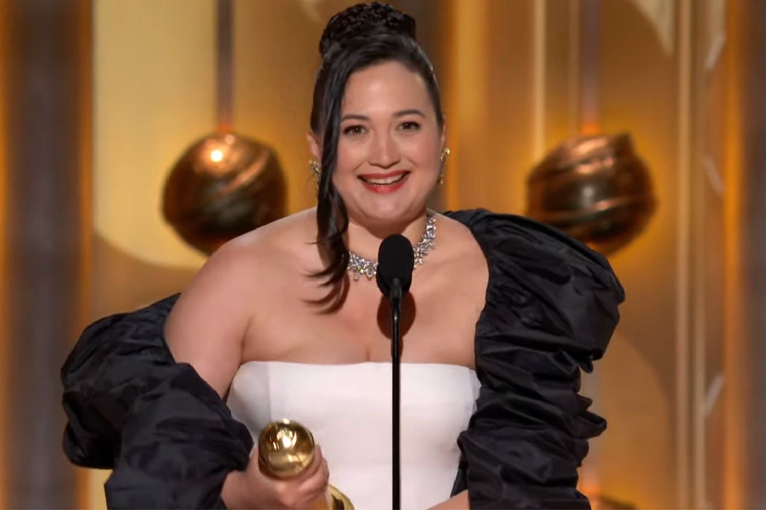 Featured image for Lily Gladstone Makes History with Blackfeet Language Golden Globes Speech