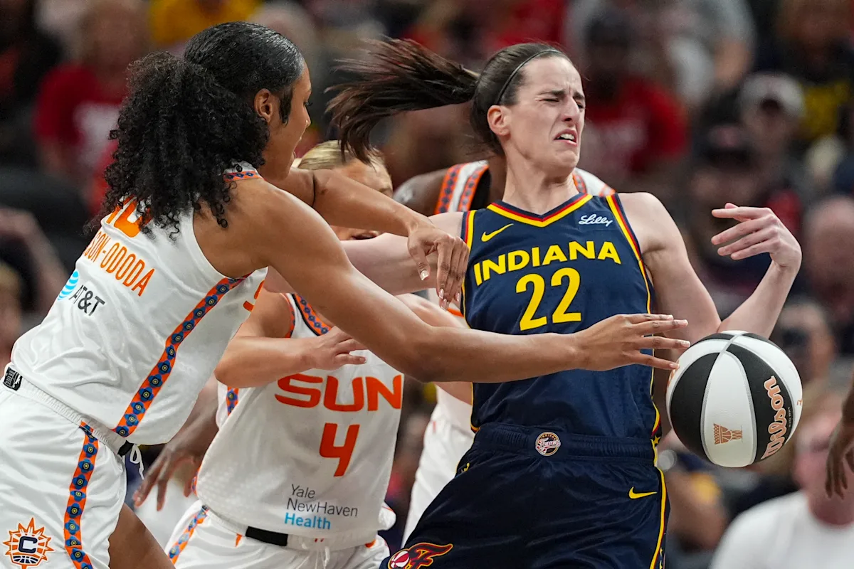 Featured image for Intense WNBA Game Sparks On-Court Scuffle Involving Caitlin Clark