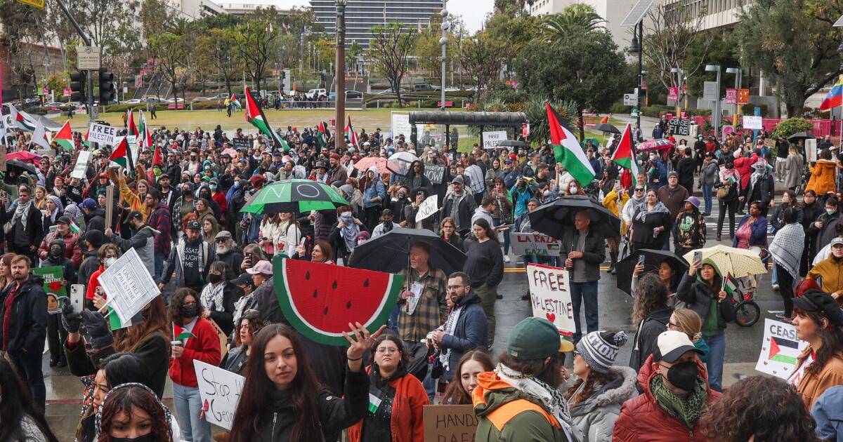 "Massive Protest in Downtown LA Demands Cease-Fire in Gaza"