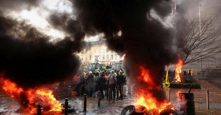 "European Farmers Unite: Protests and Blockades at EU Summit"