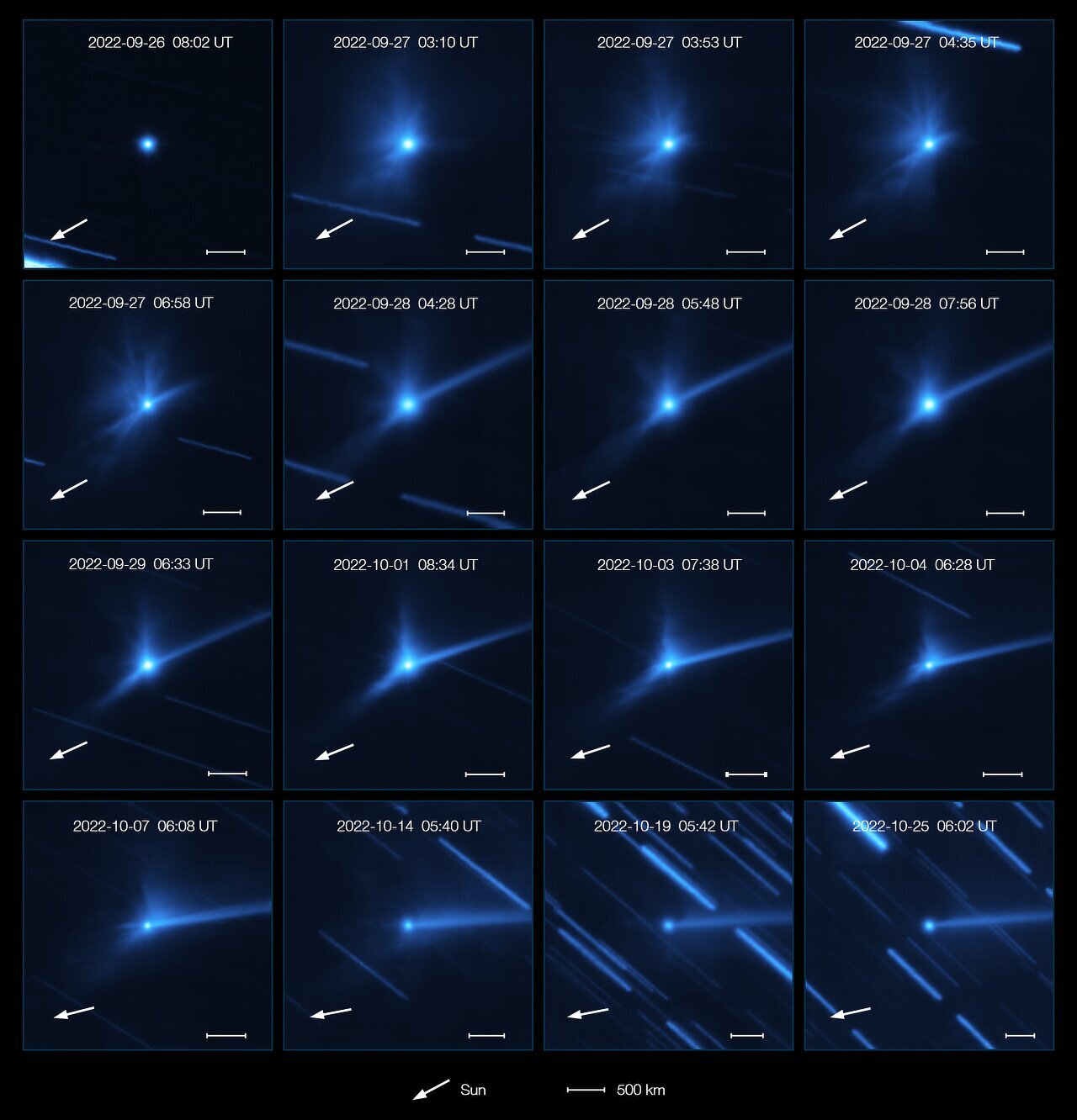 ESO and NASA telescopes capture stunning aftermath of DART's asteroid impact.