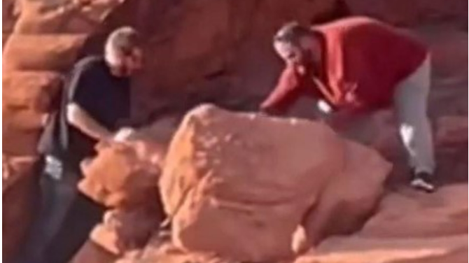 Featured image for Vandals Caught on Video Toppling Ancient Rock Formations at Lake Mead