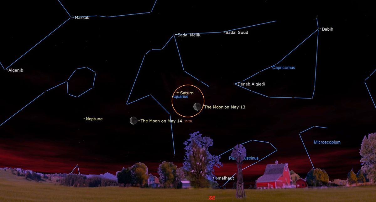 Moon and Saturn's Celestial Cuddle Today