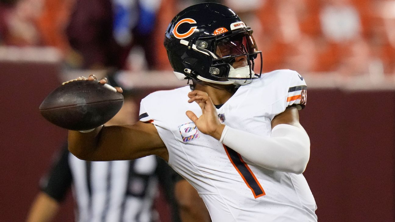 "Bears' Justin Fields and DJ Moore Dominate Commanders with Explosive First Half Performance"