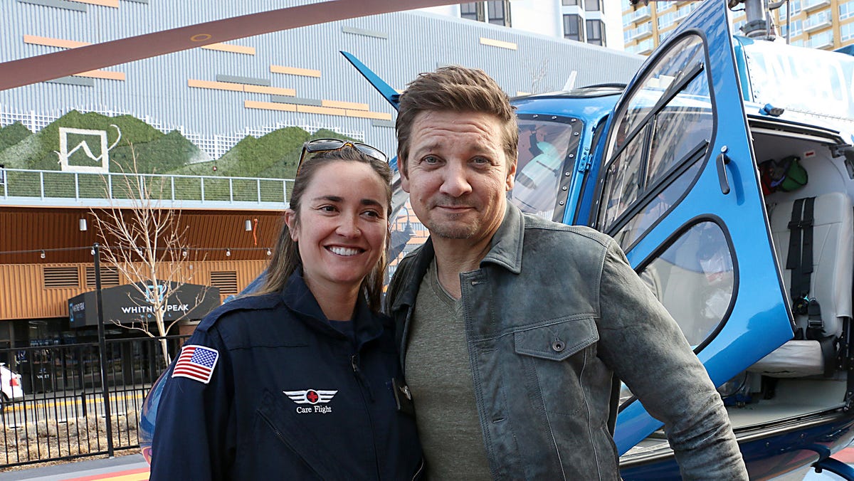 Featured image for Jeremy Renner meets flight nurse who saved his life at Reno reality show premiere.